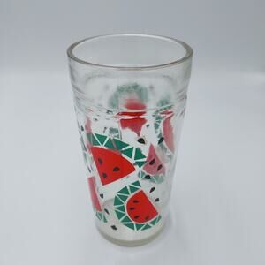 Vintage‎ Anchor Hocking Glass Drinking Ice Tea / Soda Ribbed Watermelon
